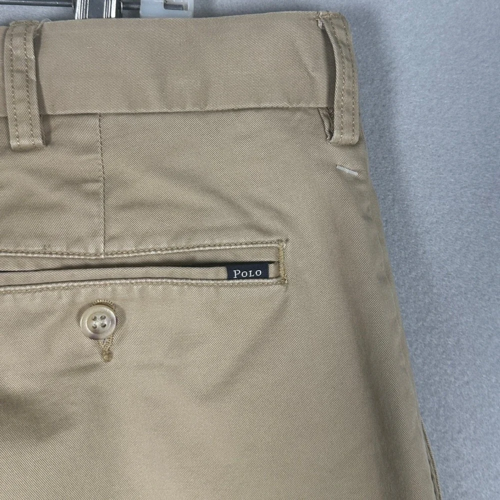 Polo Ralph Lauren Pants Men 34X32 Stretch Classic Fit Tan Khaki Chino Flat Front